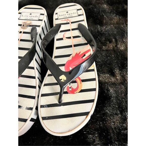 Kate Spade Platform Wedge Sandals flamingo  Summer Beach Vacation Striped Y2K US - Picture 6 of 6